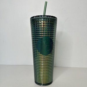 New Starbucks 2022 Tumbler Grid Studded Green Forest Iridescent Venti 24oz